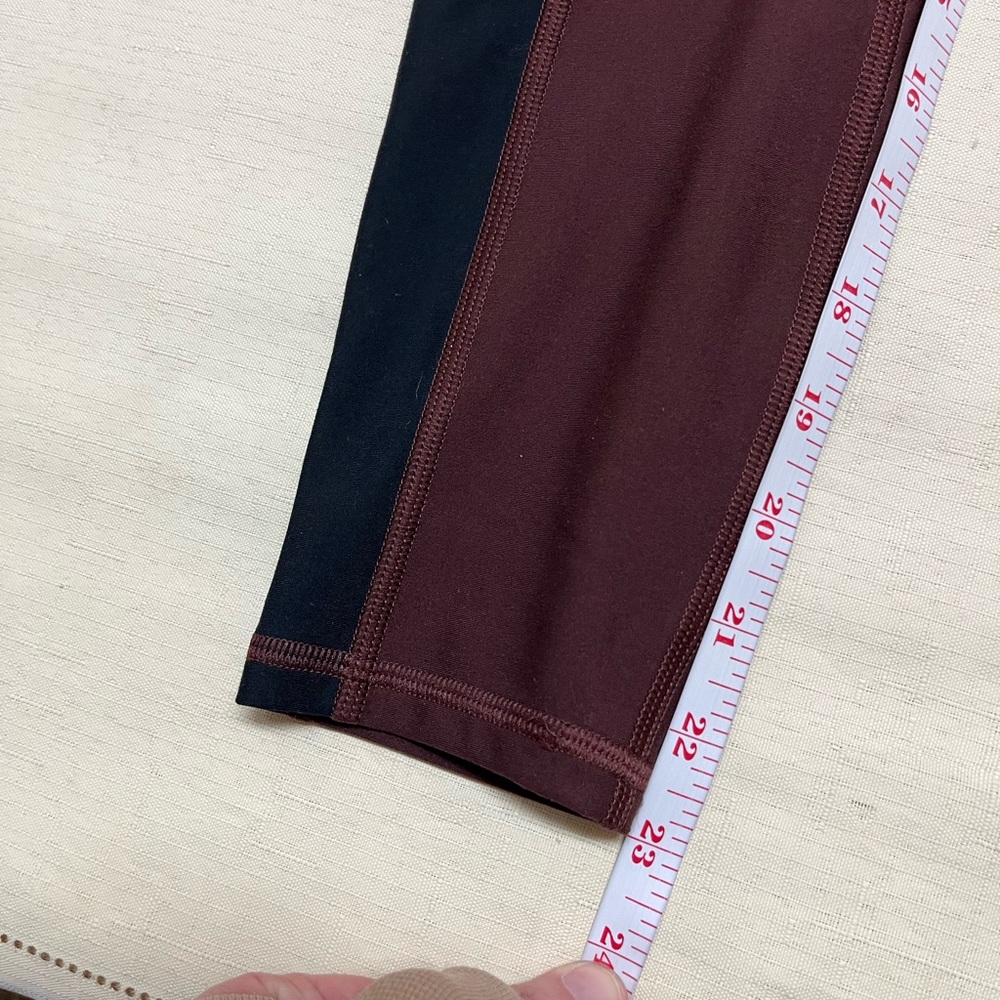 Abercrombie & Fitch YPB XS Short 7/8 brown black colorblock leggings - Picture 3 of 13